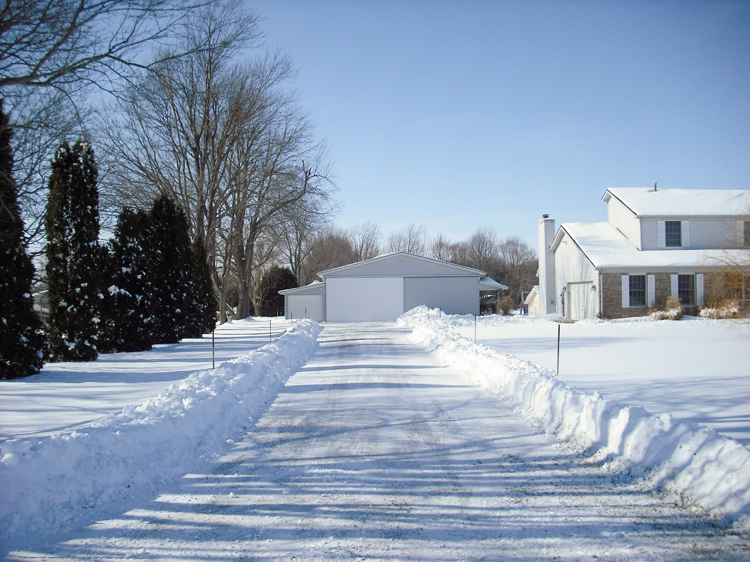 A Stow residential driveway plowed clear from the road to the garage